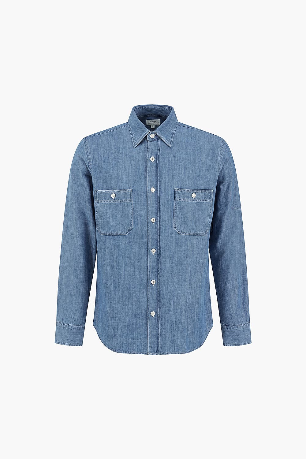 코튼 버튼 다운 투 포켓 104 블루 셔츠