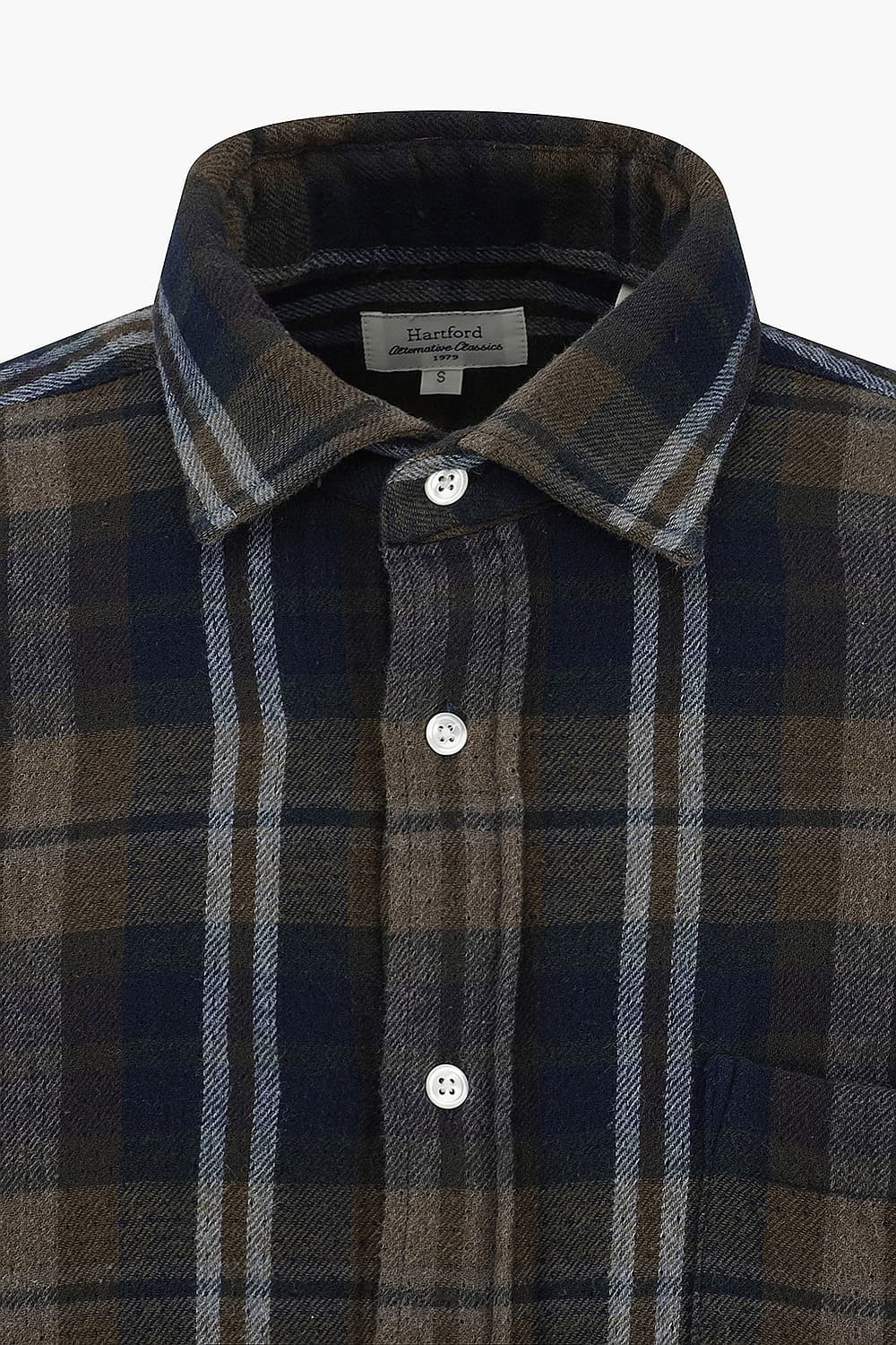 PAUL 코튼 타탄 체크 포켓 107 다크브라운 셔츠