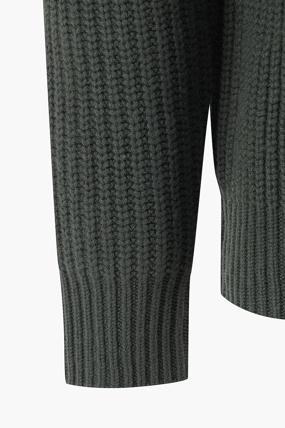 RIB 울 터틀넥 집업 201 다크카키 긴소매 니트