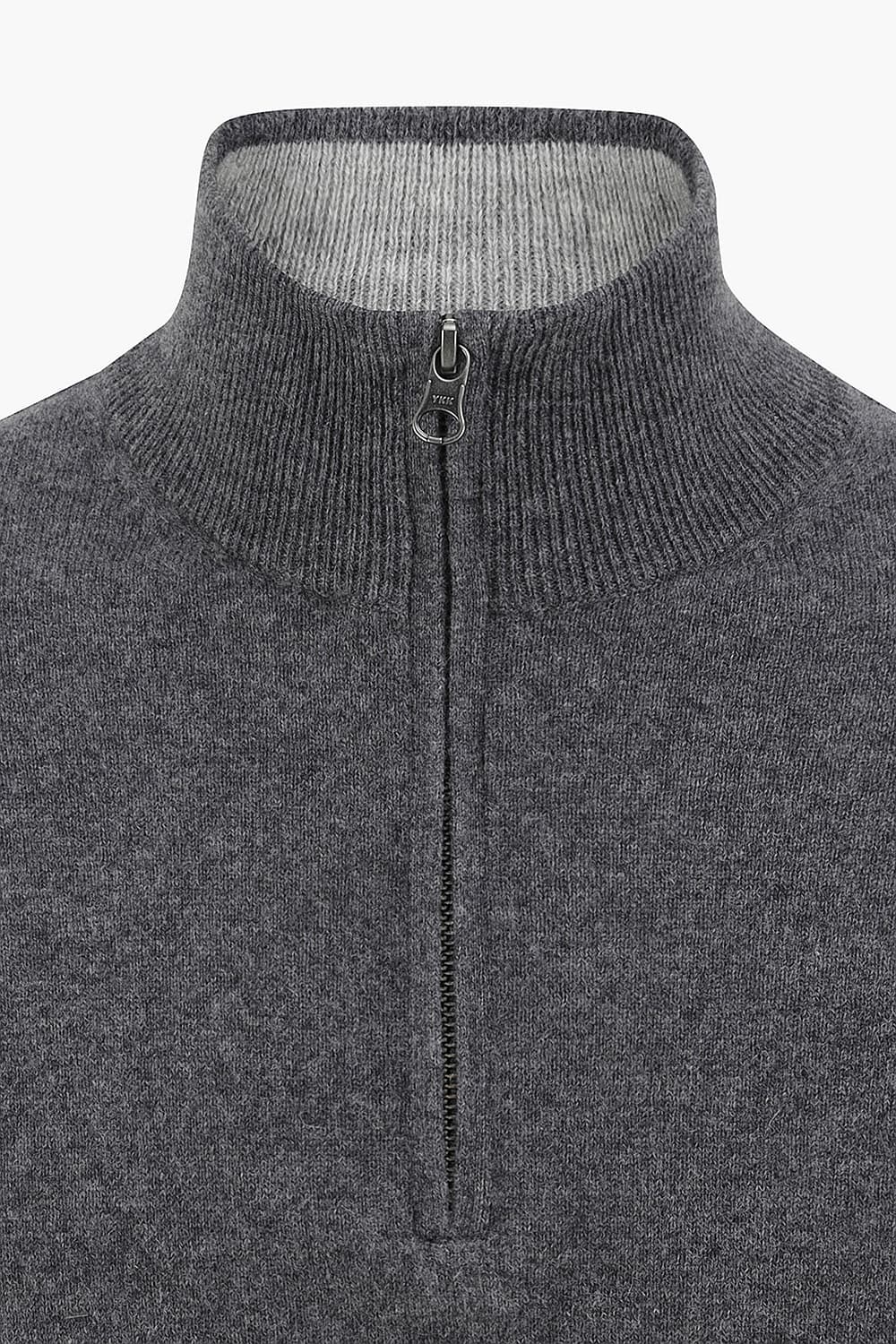 TRUCKER 울 캐시미어 하프 집업 105 다크그레이 긴소매 니트
