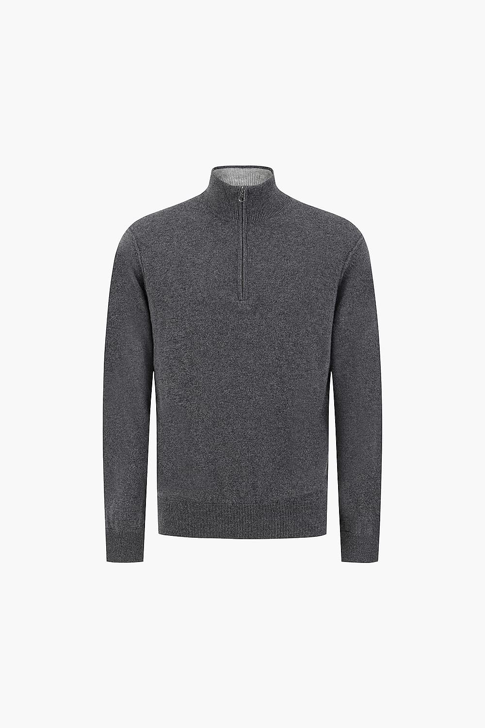 TRUCKER 울 캐시미어 하프 집업 105 다크그레이 긴소매 니트