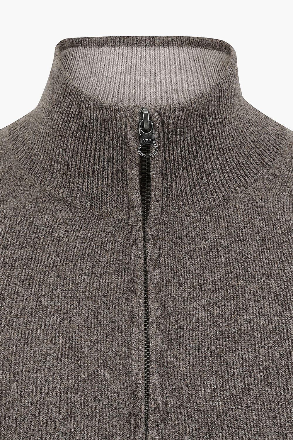 TRUCKER 울 캐시미어 하프 집업 105 다크브라운 긴소매 니트