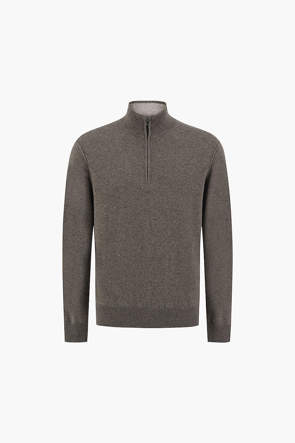 TRUCKER 울 캐시미어 하프 집업 105 다크브라운 긴소매 니트