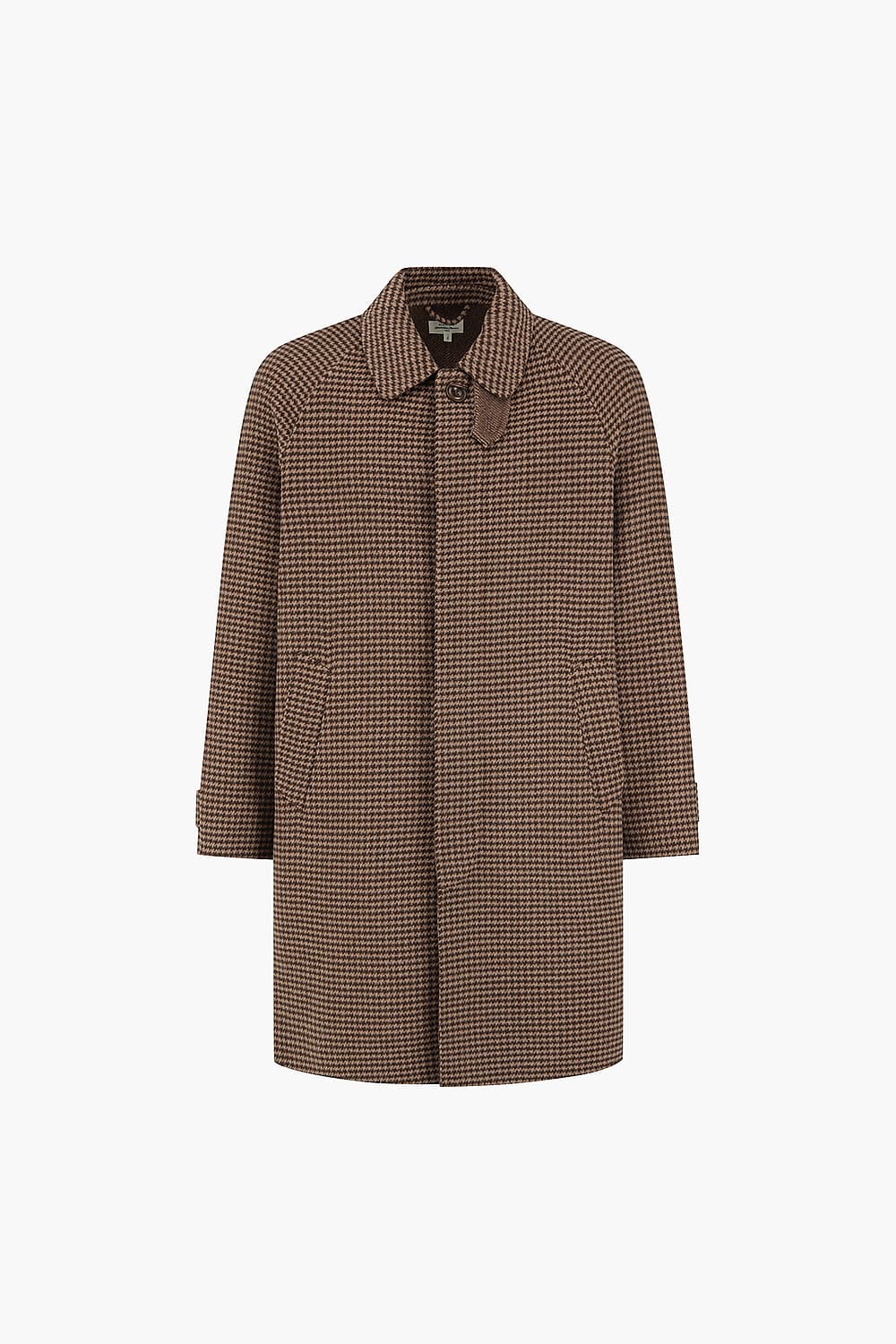 GRAIG 울 체크 레글런 발마칸 102 레드브라운 롱 코트