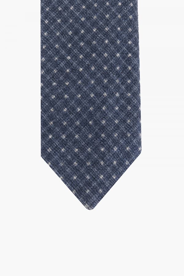 울 실크 깅엄 체크 114 네이비 넥타이