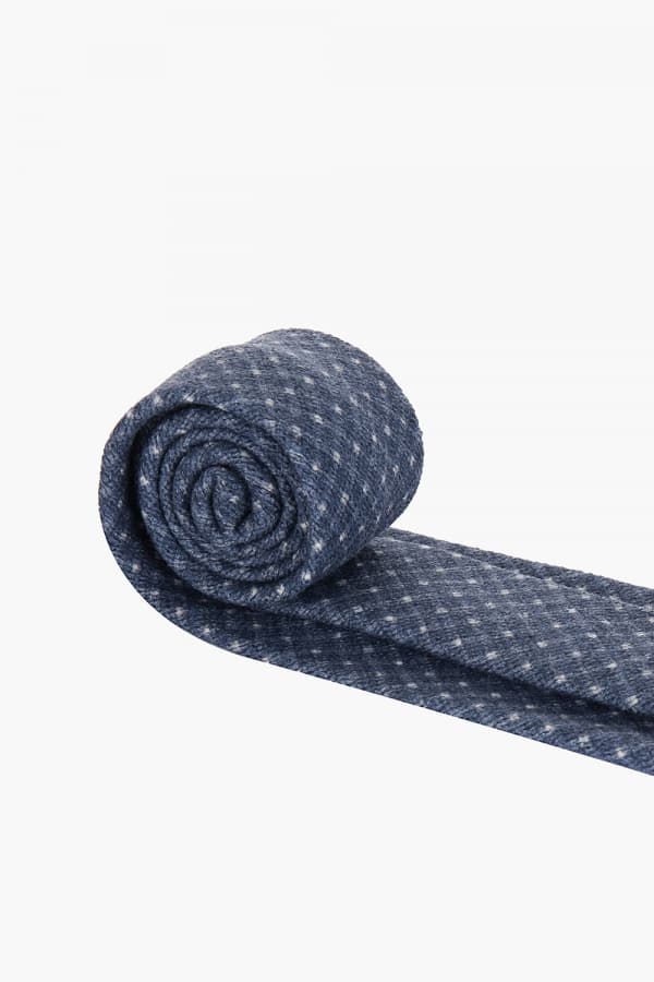 울 실크 깅엄 체크 114 네이비 넥타이