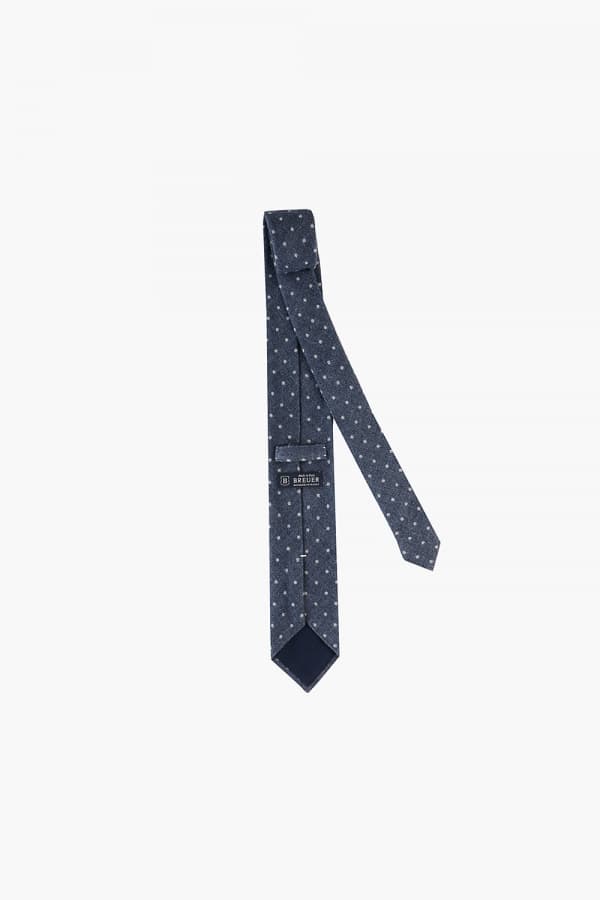 울 실크 도트 패턴 314 네이비 넥타이