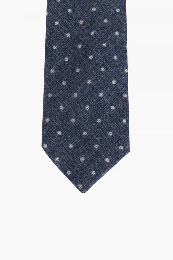 울 실크 도트 패턴 314 네이비 넥타이
