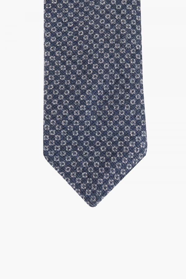 울 실크 도트 패턴 315 네이비 넥타이