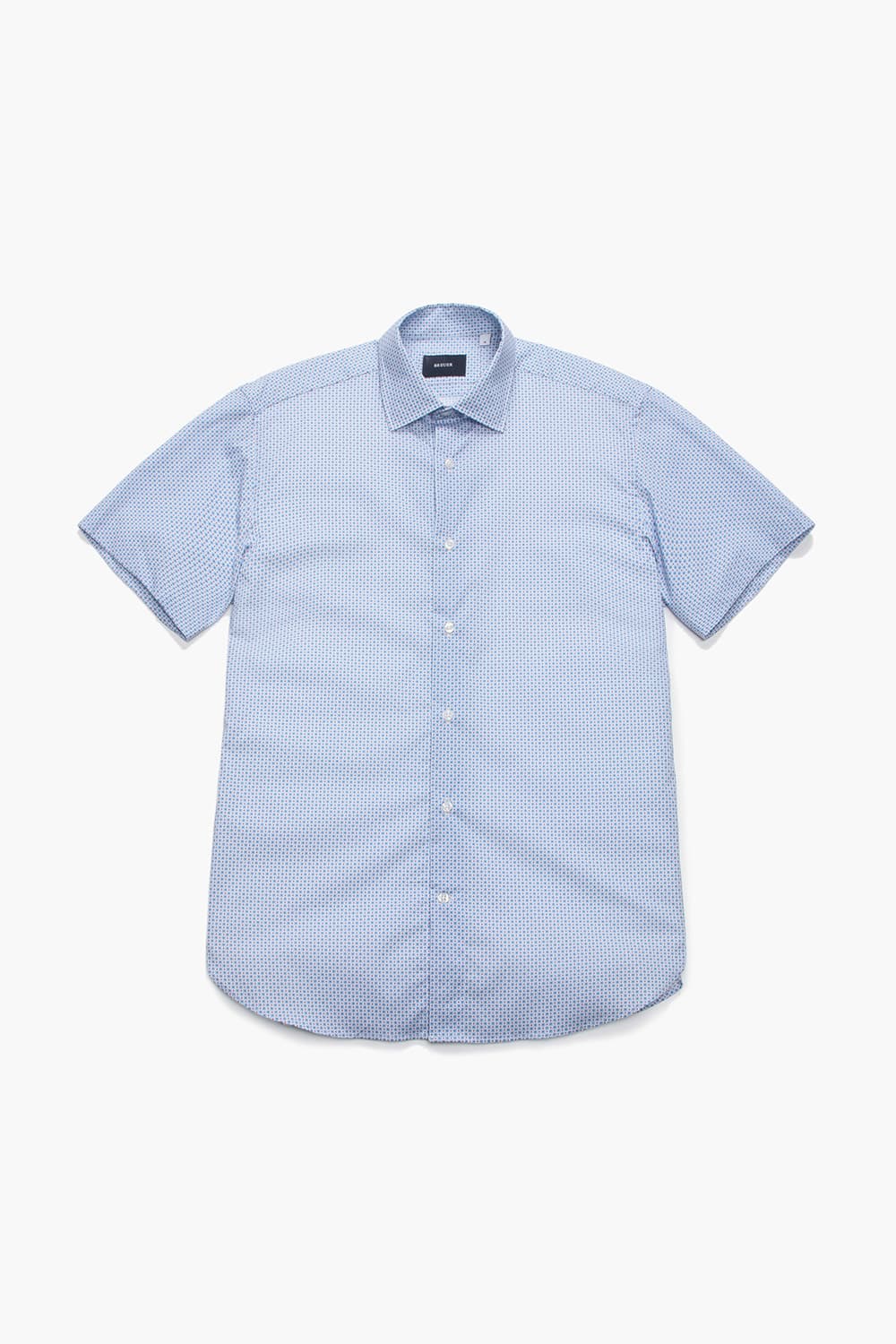 코튼 도트 패턴 851 블루 반소매 셔츠