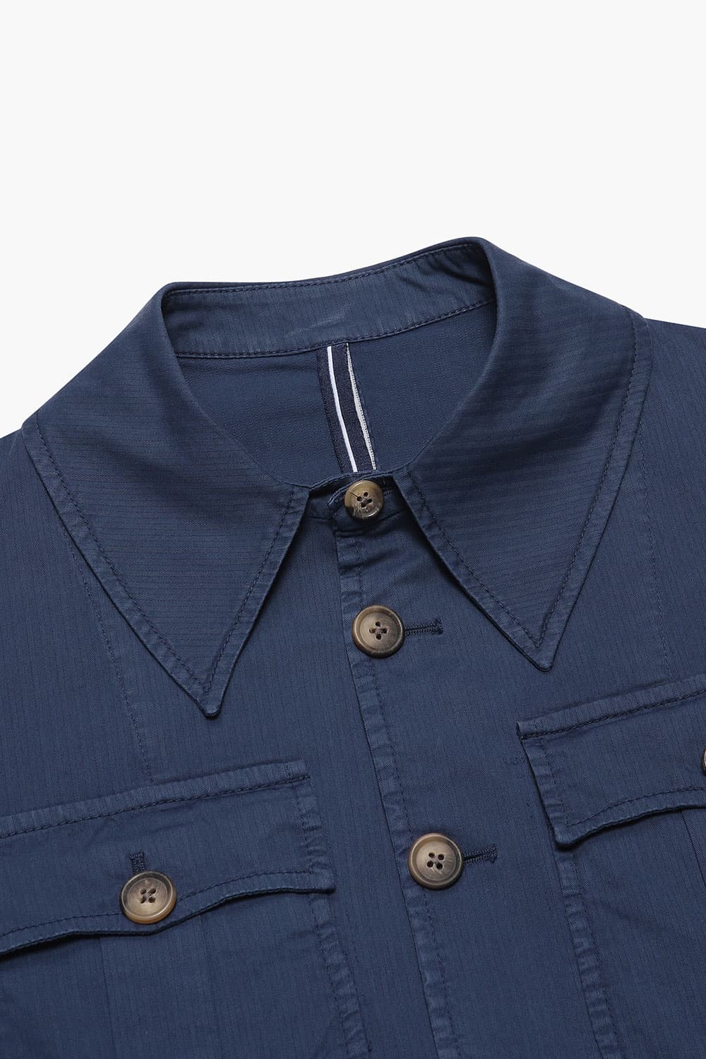코튼 빅버튼 포켓 901 네이비 하프 코트