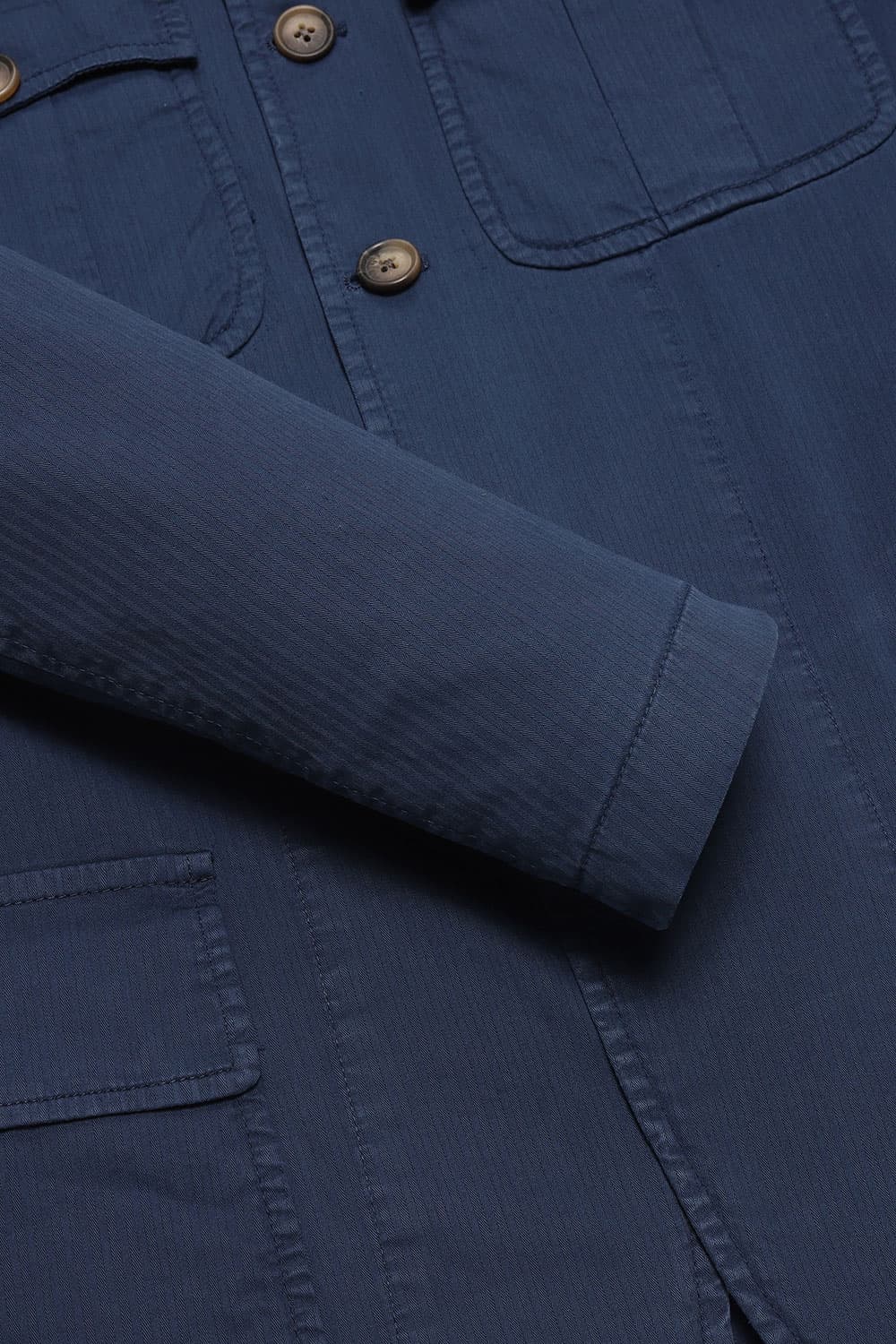 코튼 빅버튼 포켓 901 네이비 하프 코트