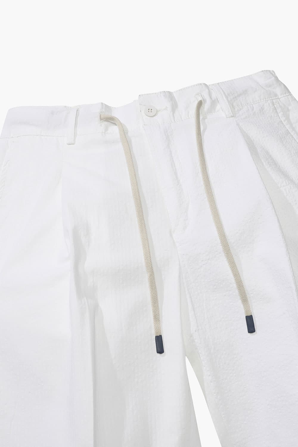 코튼 드로우스트링 세미와이드 804 화이트 캐주얼 팬츠