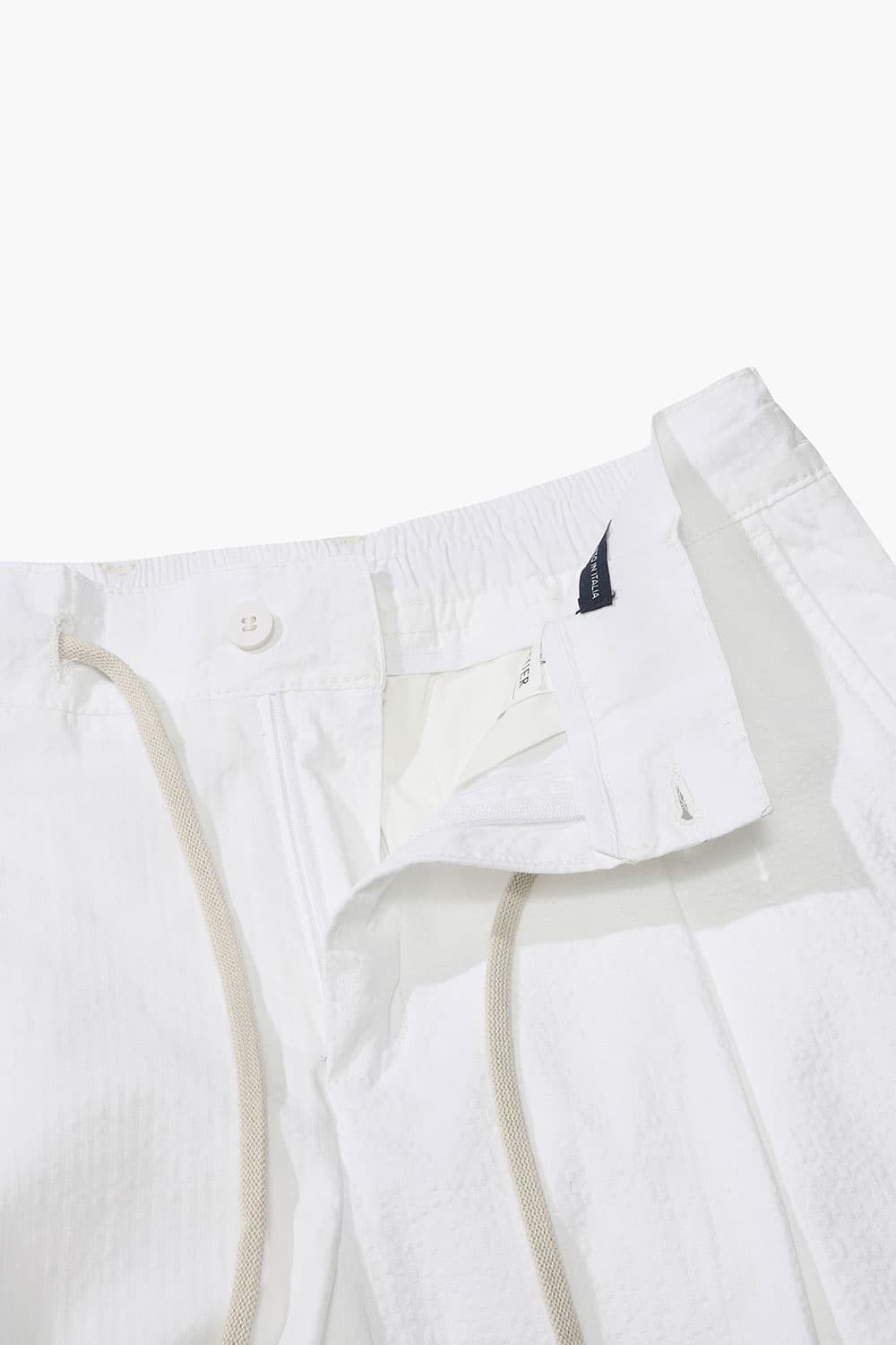 코튼 드로우스트링 세미와이드 804 화이트 캐주얼 팬츠