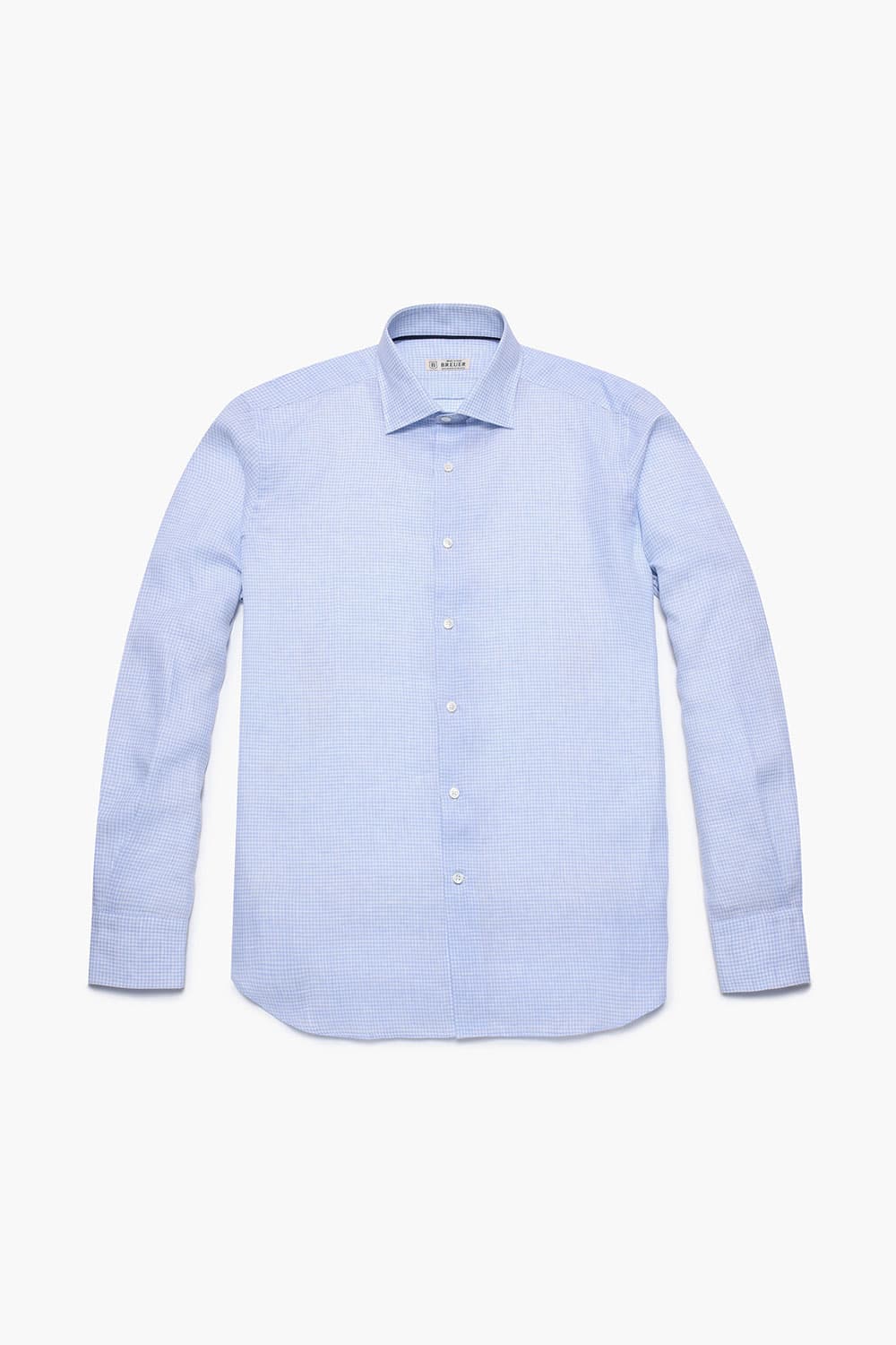 린넨 깅엄 체크 104 블루 셔츠