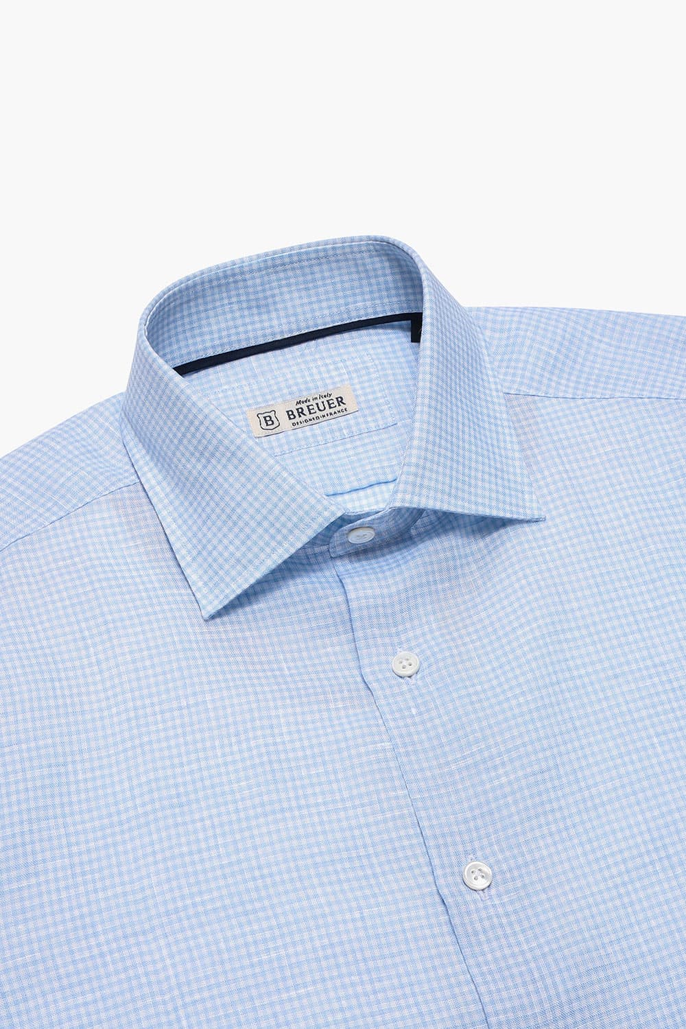 린넨 깅엄 체크 104 블루 셔츠