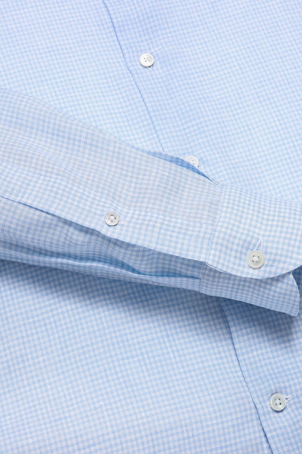 린넨 깅엄 체크 104 블루 셔츠