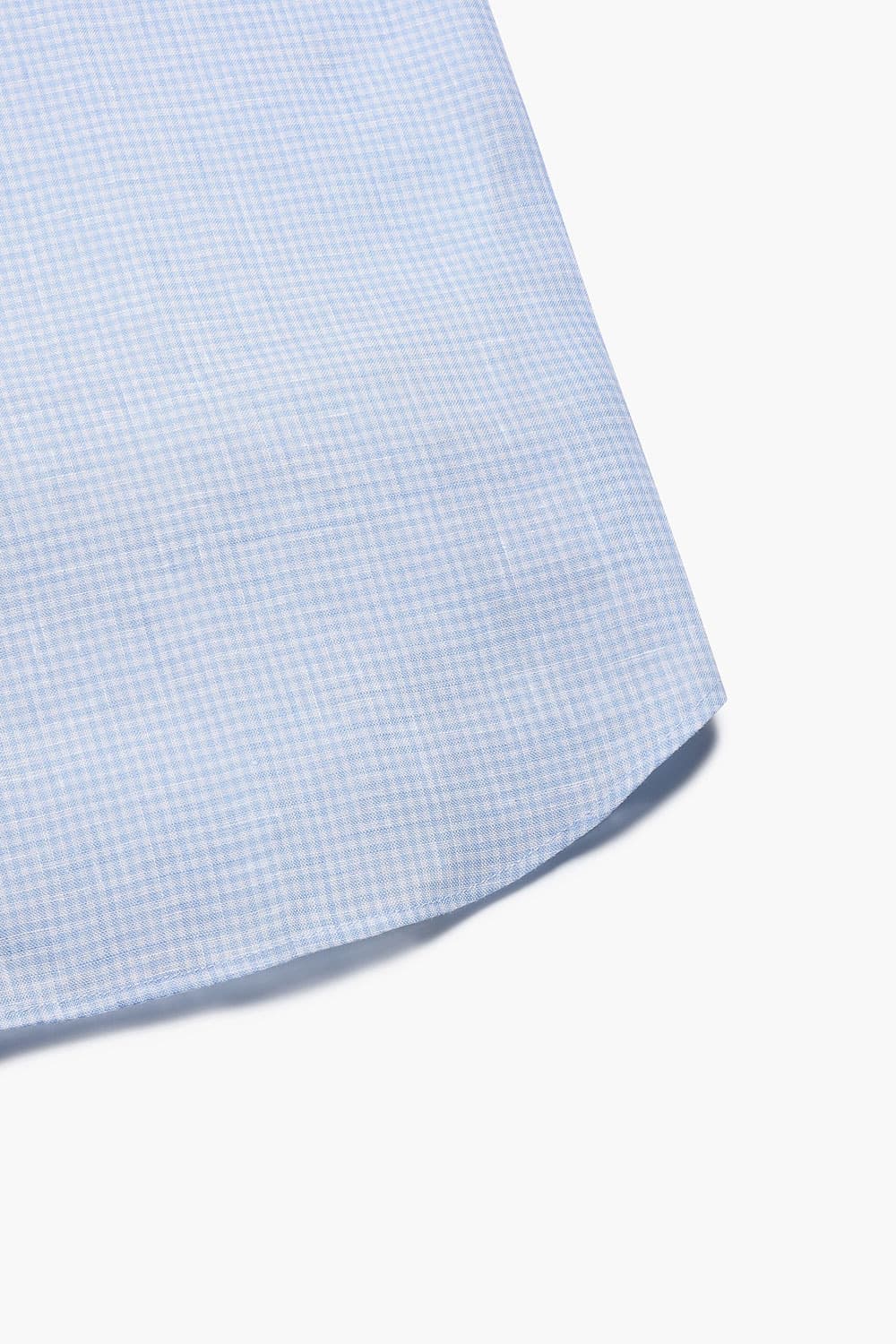 린넨 깅엄 체크 104 블루 셔츠