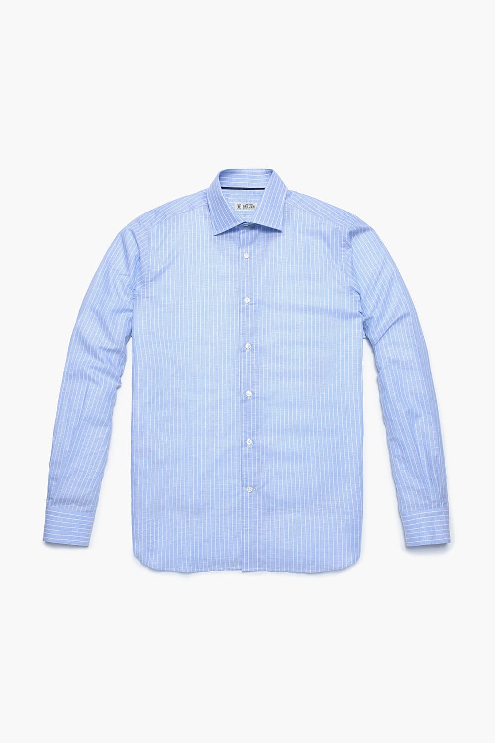 린넨 혼방 스트라이프 102 블루 셔츠
