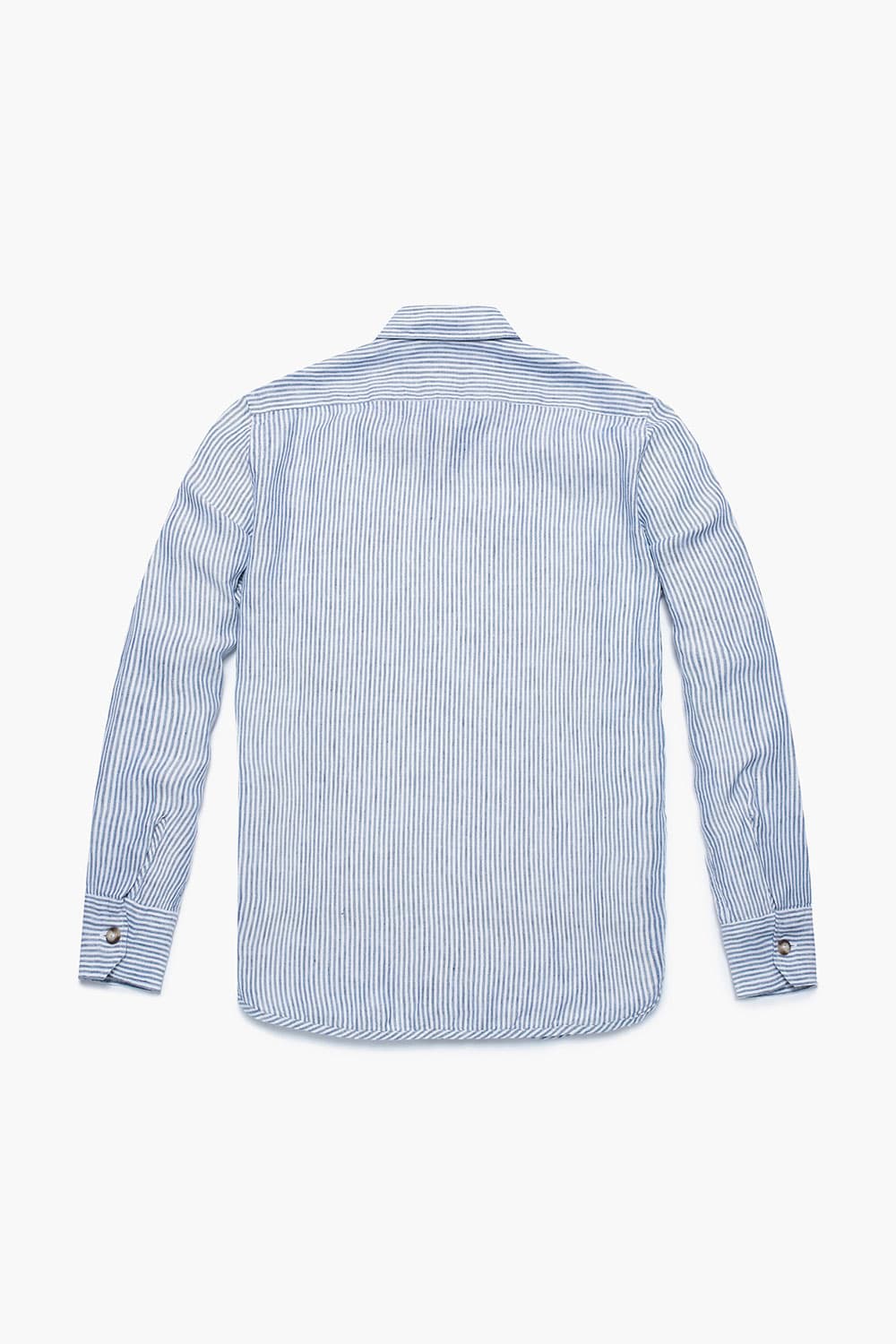 린넨 스프라이프 버튼 다운 포켓 201 블루 셔츠