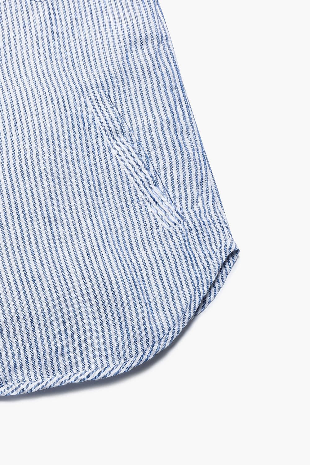 린넨 스프라이프 버튼 다운 포켓 201 블루 셔츠