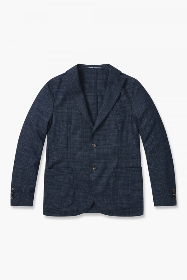 울 플란넬 체크 203 다크네이비 테일러드 자켓