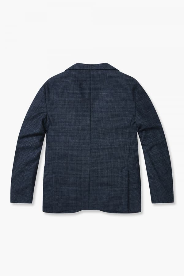 울 플란넬 체크 203 다크네이비 테일러드 자켓
