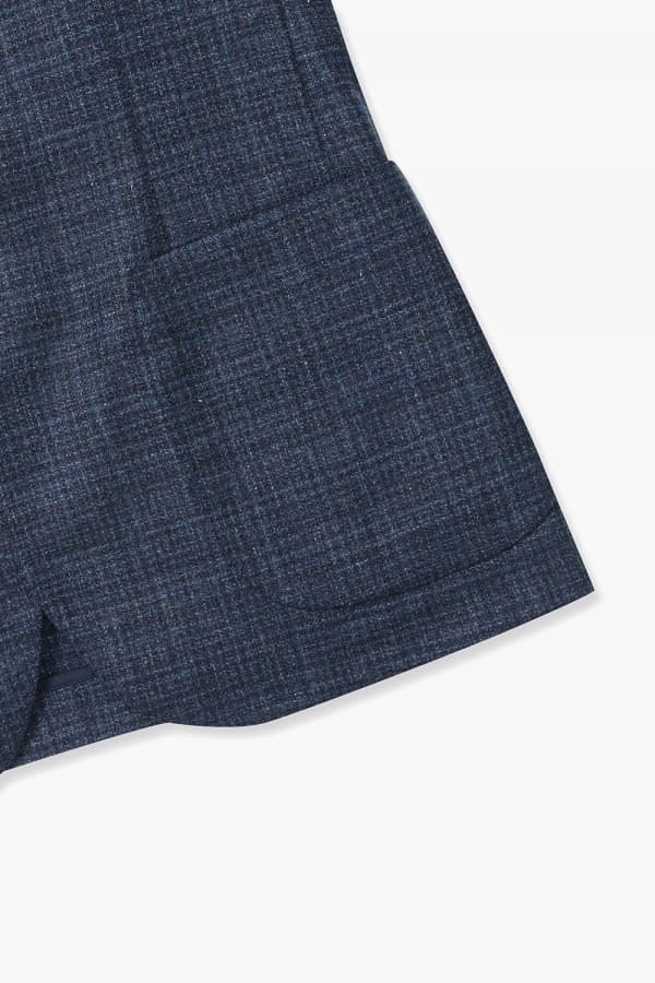 울 플란넬 체크 203 다크네이비 테일러드 자켓