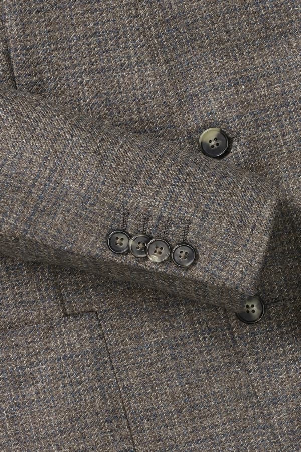 울 플란넬 체크 203 다크브라운 테일러드 자켓