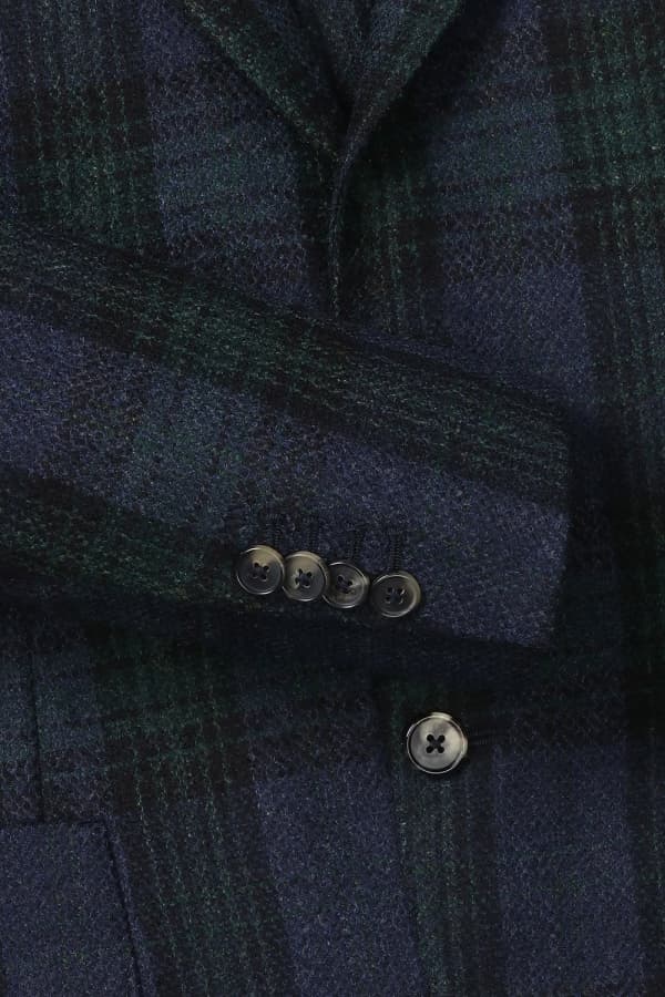 울 타탄 체크 204 다크네이비 테일러드 자켓