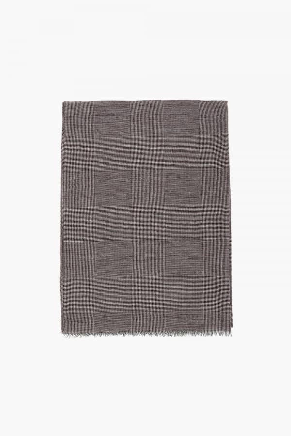 울 글렌 체크 105 버건디 머플러