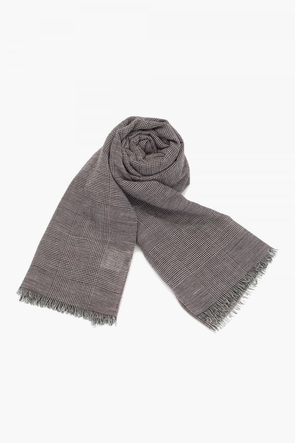 울 글렌 체크 105 버건디 머플러