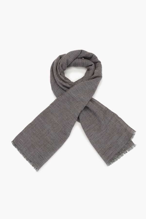 울 글렌 체크 105 버건디 머플러