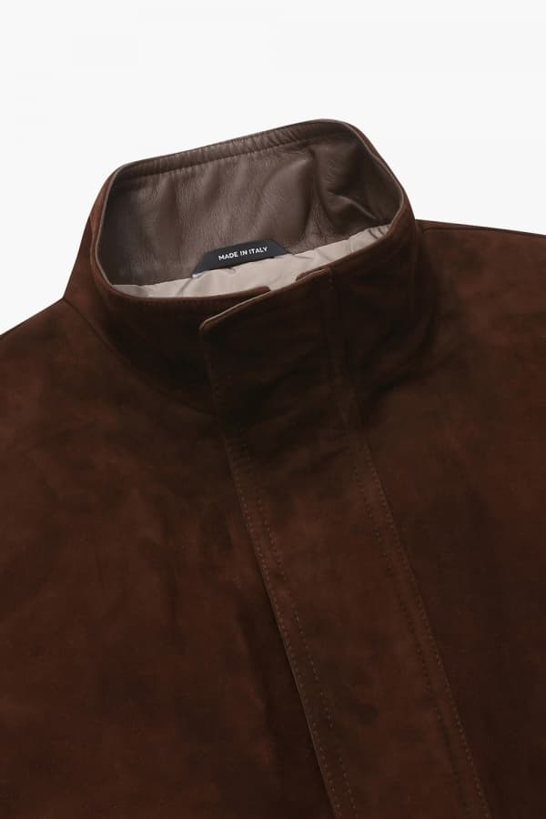 램스킨 스웨이드 하이넥 803 다크브라운 점퍼
