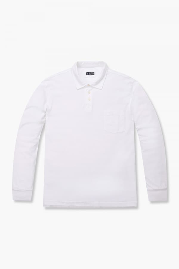 코튼 폴로 101 화이트 긴소매 티셔츠
