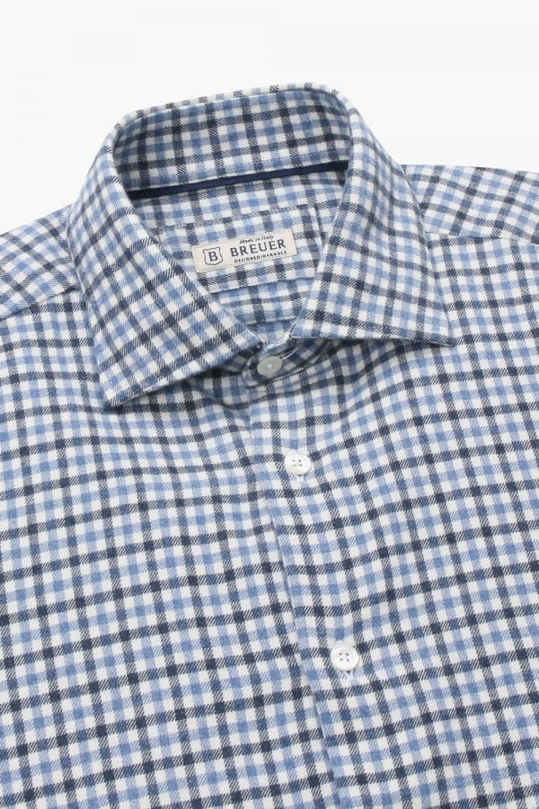 코튼 깅엄 체크 플란넬 308 네이비 셔츠