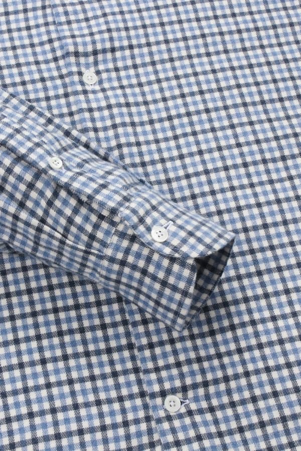 코튼 깅엄 체크 플란넬 308 네이비 셔츠