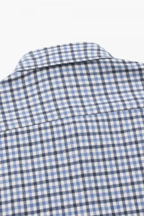 코튼 깅엄 체크 플란넬 308 네이비 셔츠