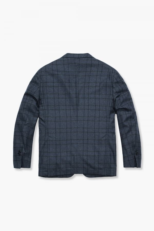 울 캐시미어 깅엄 체크 906 네이비 테일러드 자켓