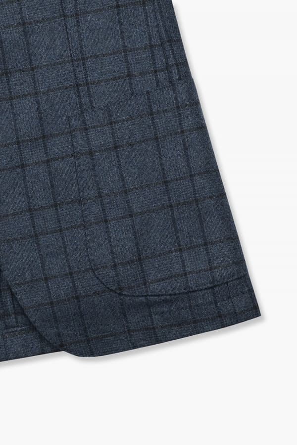 울 캐시미어 깅엄 체크 906 네이비 테일러드 자켓
