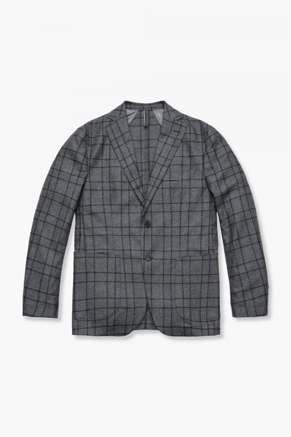 울 캐시미어 깅엄 체크 906 다크그레이 테일러드 자켓