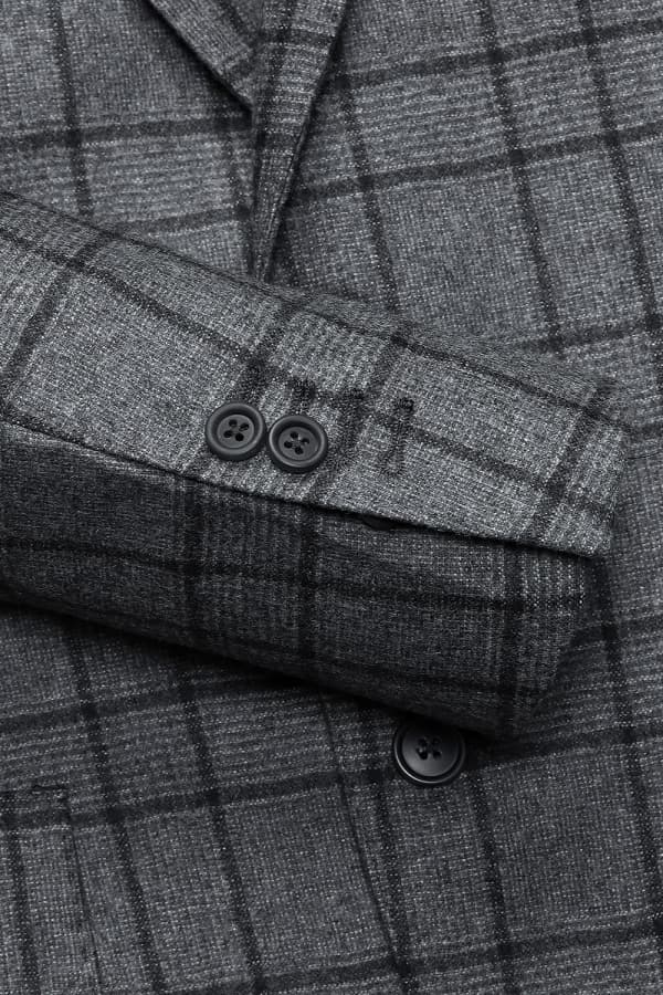 울 캐시미어 깅엄 체크 906 다크그레이 테일러드 자켓