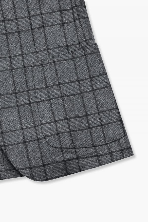 울 캐시미어 깅엄 체크 906 다크그레이 테일러드 자켓