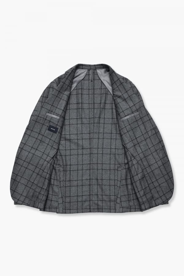 울 캐시미어 깅엄 체크 906 다크그레이 테일러드 자켓