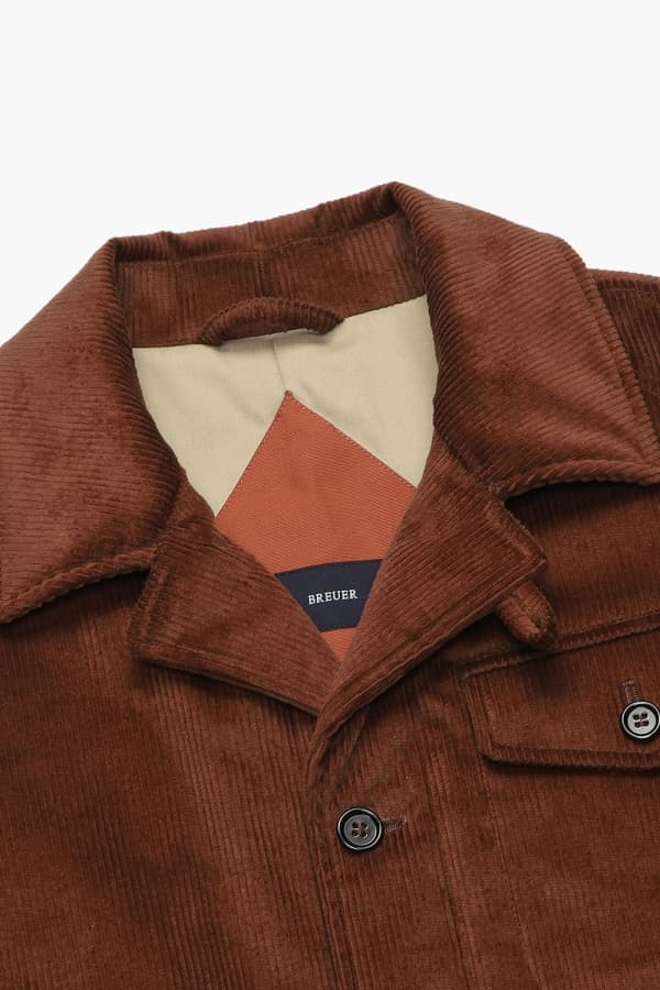 코튼 스웨이드 빅 포켓 824 레드브라운 하프 코트