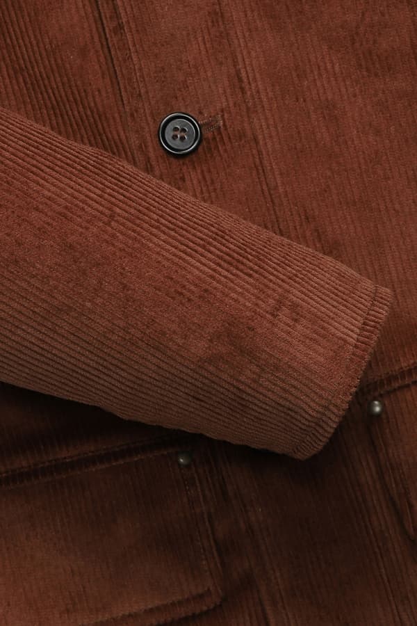 코튼 스웨이드 빅 포켓 824 레드브라운 하프 코트