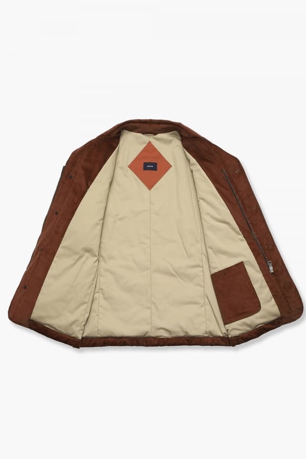 코튼 스웨이드 빅 포켓 824 레드브라운 하프 코트